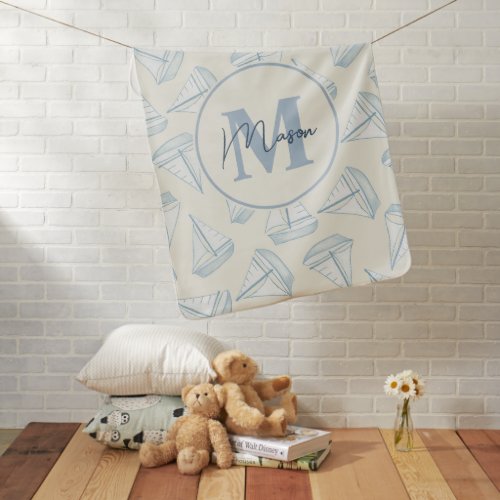 Nautical Sailing Boats | Custom Name & Monogram Baby Blanket