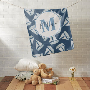Nautical Sailing Boats Custom Name & Monogram Baby Blanket