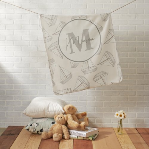 Nautical Sailing Boats | Custom Name & Monogram Baby Blanket