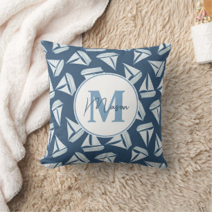 Nautical Sailing Boats Custom Name & Monogram Throw Pillow
