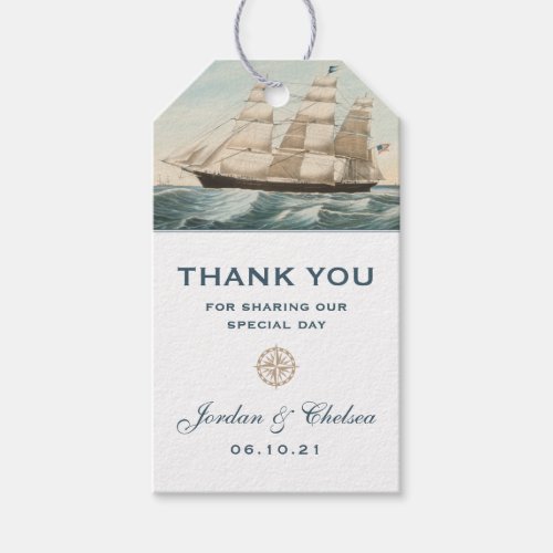 Nautical Sailing Clipper Ship  Classic Thank You Gift Tags