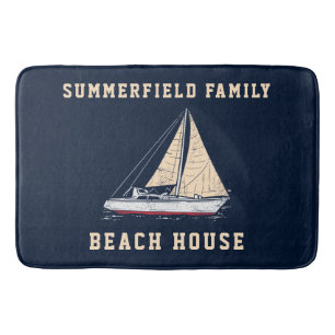 Nautical Sailing Family Beach House Boating Bath Mat