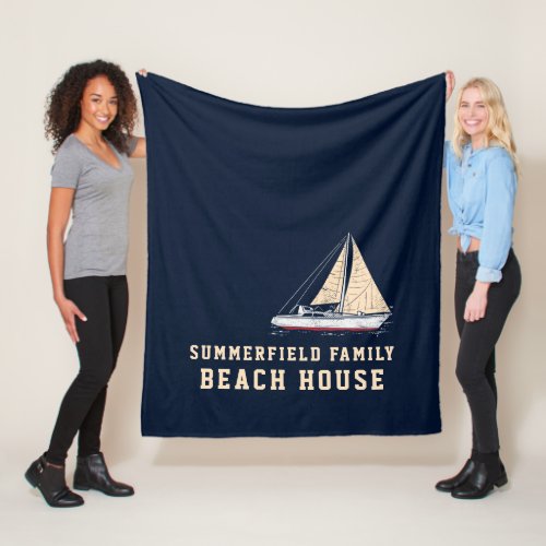 Nautical Sailing Family Beach House Custom Boating Fleece Blanket