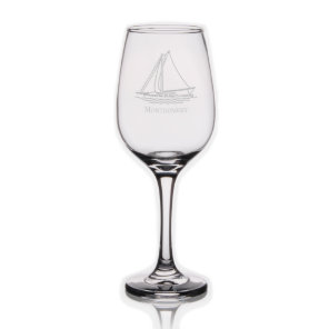 Nautical Sailing Monogrammed  Wine Glass