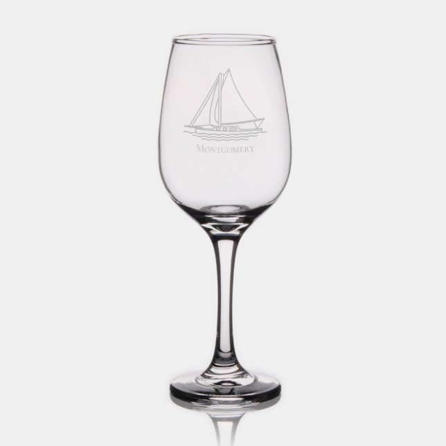 Nautical Sailing Monogrammed  Wine Glass (Glassware)