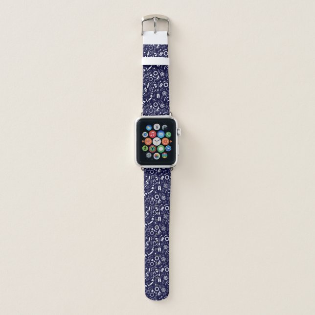 Nautical Sailing Ocean Life Pattern Apple Watch Band (Front)