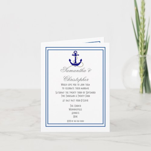 Nautical sailing or sailors wedding invitation