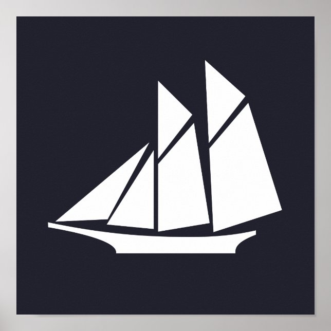 nautical SAILING SHIP silhouette | Poster (Front)