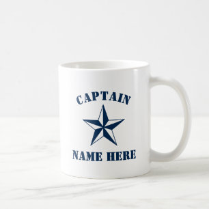 Nautical sailing star captain name personalized coffee mug