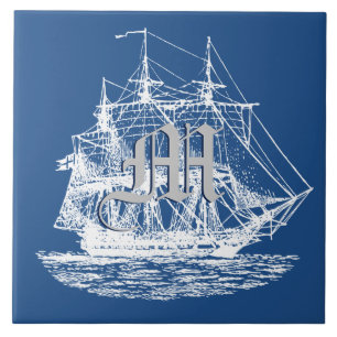Nautical Sailing Tall Ship Pick Any Color Ceramic Tile
