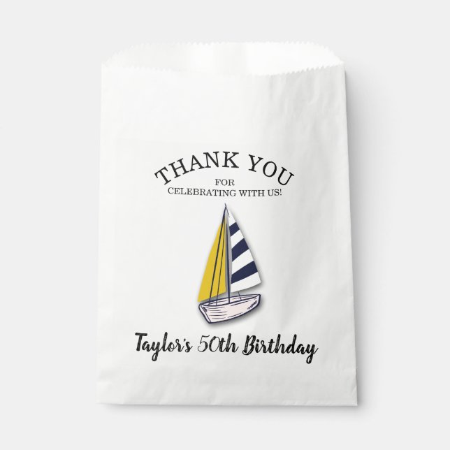 Nautical Sailing Thank You Favor Bag (Front)