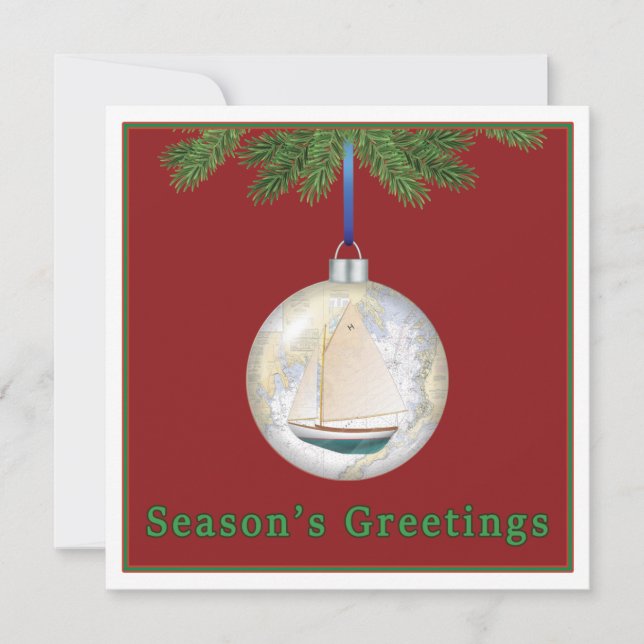 Nautical & Sailing Themed Christmas Card (Front)