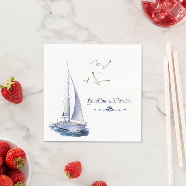 Nautical Sailing Yacht Wedding Napkins (Insitu)
