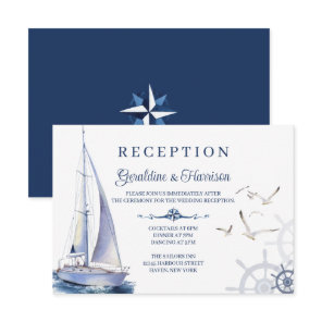 Nautical Sailing Yacht Wedding Reception Cards