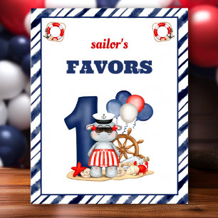 Nautical Sailor 1st Birthday Boat Boy Favor Sign