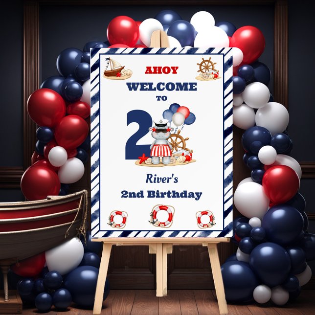 Nautical Sailor 2nd Birthday Boat Boy Welcome Foam Board (Nautical Sailor 2nd Birthday Boat Boy Welcome Foam Board)