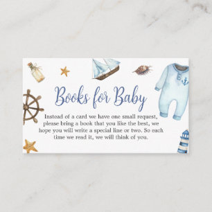 Nautical Sailor Ahoy Baby Shower Books for Baby Enclosure Card