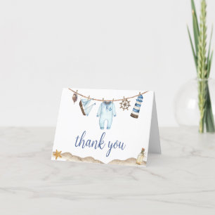 Nautical Sailor Ahoy Baby Shower Letterpress Thank You Card