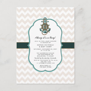 Nautical Sailor Ahoy it's a Boy Baby Shower  Postcard
