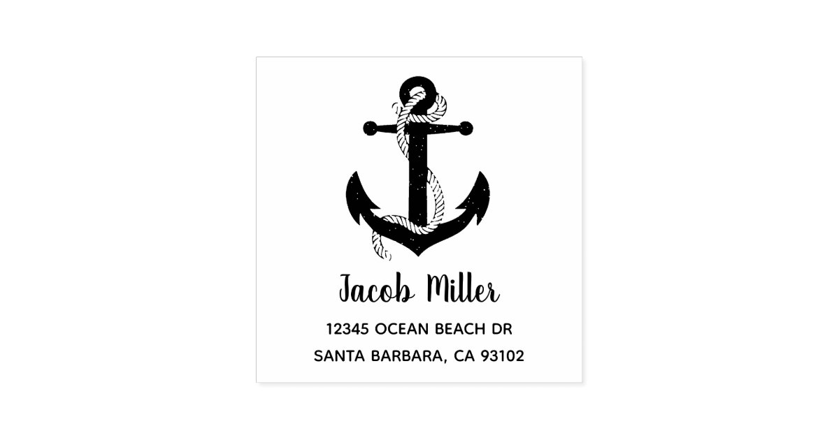 Anchor Name Nautical Address Personalized Custom Return Address Rubber