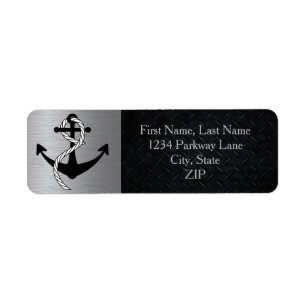 Nautical Sailor Anchor Sailing Silver Return Label