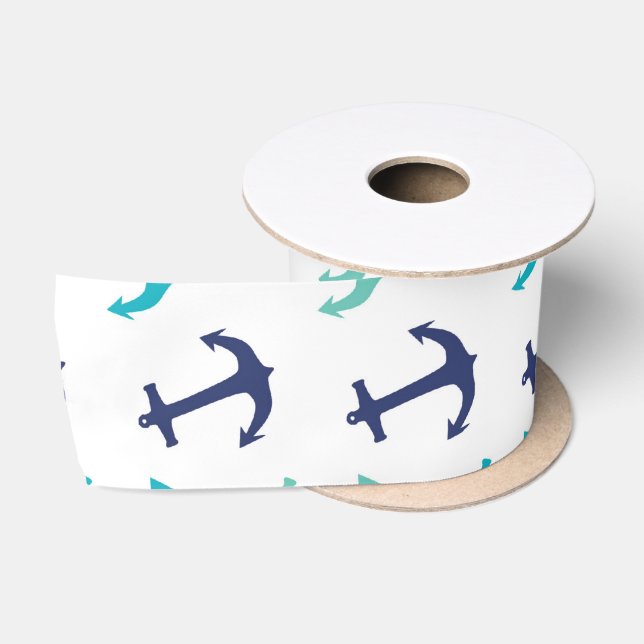 Nautical Sailor Anchors Satin Ribbon (Spool)