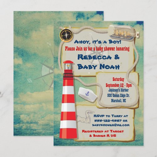 Nautical Sailor Baby Shower Invitations