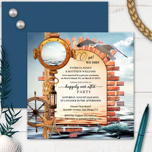 Nautical Sailor Coastal After Wedding Invitation