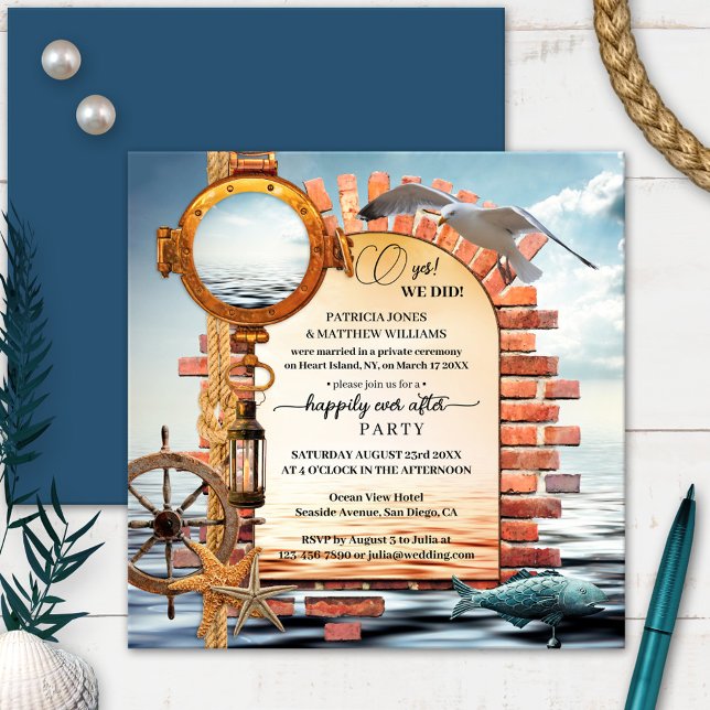 Nautical Sailor Coastal After Wedding Invitation (Creator Uploaded)