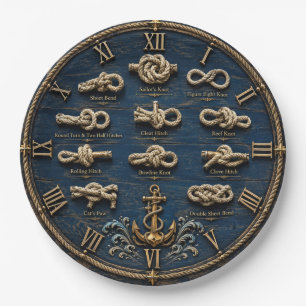 Nautical Sailor Knots Guide Maritime Coastal Beac Paper Plates