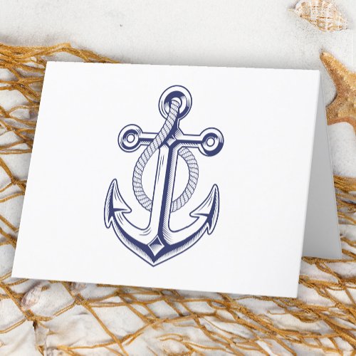 Nautical Sailor Navy Blue Anchor Blank Note Card
