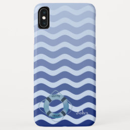 Nautical Sailor  Navy Blue Waves Stripe iPhone XS Max Case