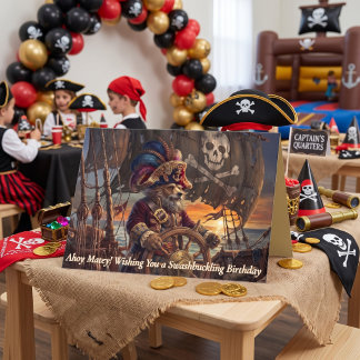 Nautical Sailor Pirate Captain Dog Birthday Card