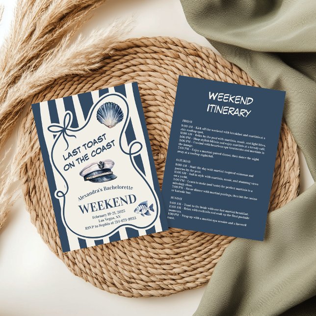 Nautical Sailor Stripe Shell and Hat  Bachelorette Invitation (Creator Uploaded)