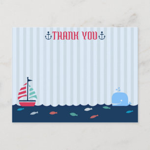 Nautical/Sailor Theme Blank Thank You Postcard