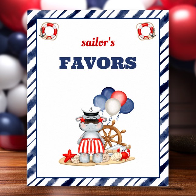 Nautical Sailor Toddler Birthday Boat Favor Sign (Nautical Sailor Toddler Birthday Boat Favor Sign)