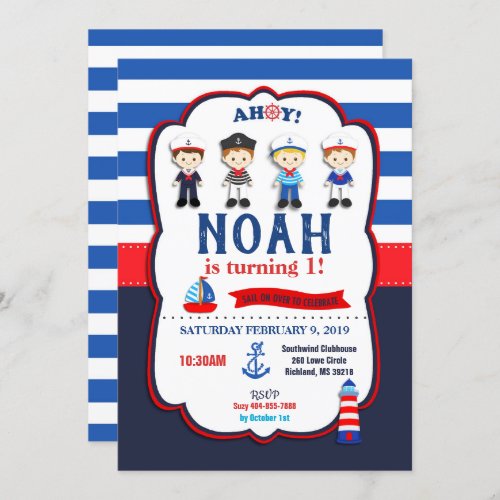 Nautical Sailors Boys Invitations