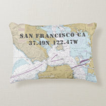 Nautical San Francisco CA Chart Latitude Longitude Accent Pillow