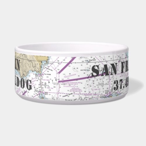 Nautical San Francisco CA Latitude Longitude Bowl