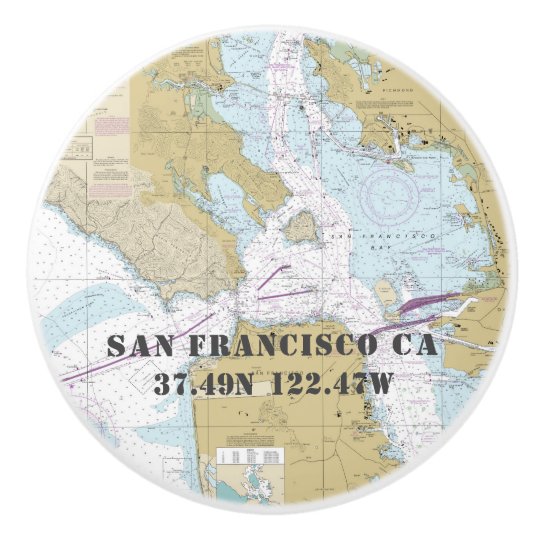Nautical San Francisco CA Latitude Longitude Chart Ceramic Knob Nautical San Francisco CA Latitude Longitude Chart Ceramic Knob
