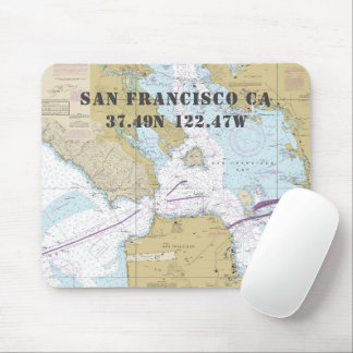 Nautical San Francisco CA Latitude Longitude Mouse Pad