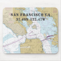 Nautical San Francisco CA Latitude Longitude Mouse Pad