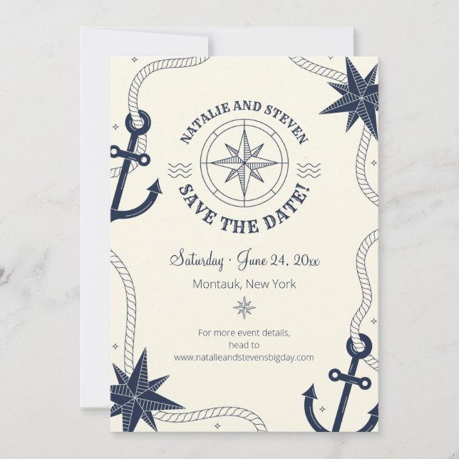 Nautical Save the Date Announcement (Front)