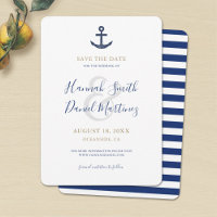 Nautical Save the Date Blue Anchor Invitation Card