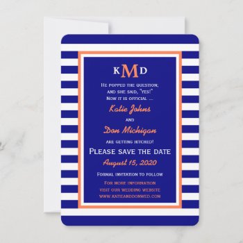Nautical Save The Date Invitation Navy And Coral by henishouseofpaper at Zazzle