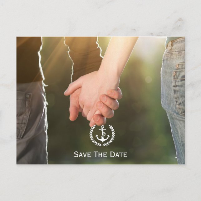 Nautical Save The Date Photo Announcement Postcard (Front)