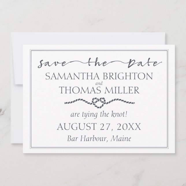Nautical Save The Date | Tying The Knot Custom (Front)