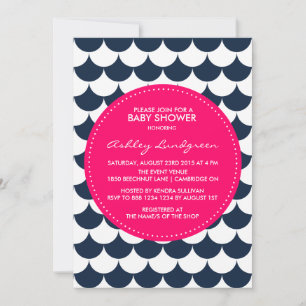 Nautical Scallop Pattern Baby Shower Invitation