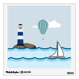 Nautical Scene with Lighthouse and Sailboat Wall Decal