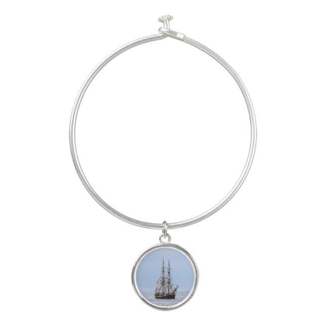 Nautical Schooner Blue Skies Bangle Bracelet (Front)